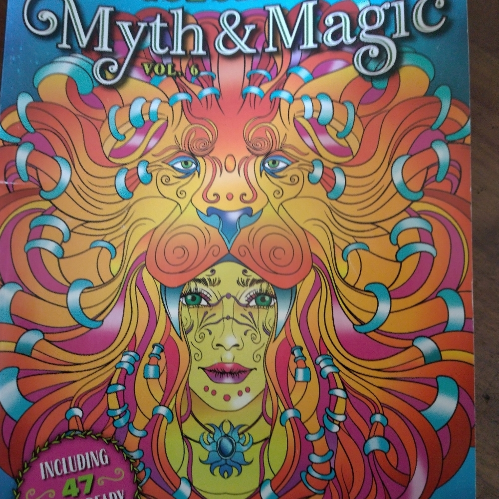 Mythical and magic adult coloring book